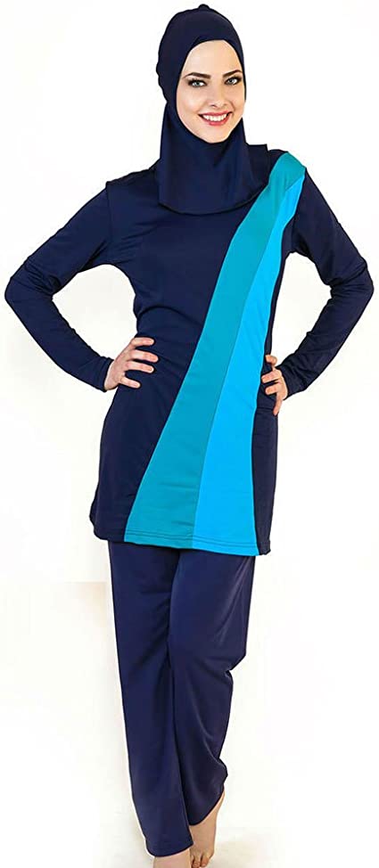 Burkini Femme Musulmane - Maillot De Bain 3 Pièces Avec Hijab - Modèle Floral Ou Uni - Grande Taille Disponible